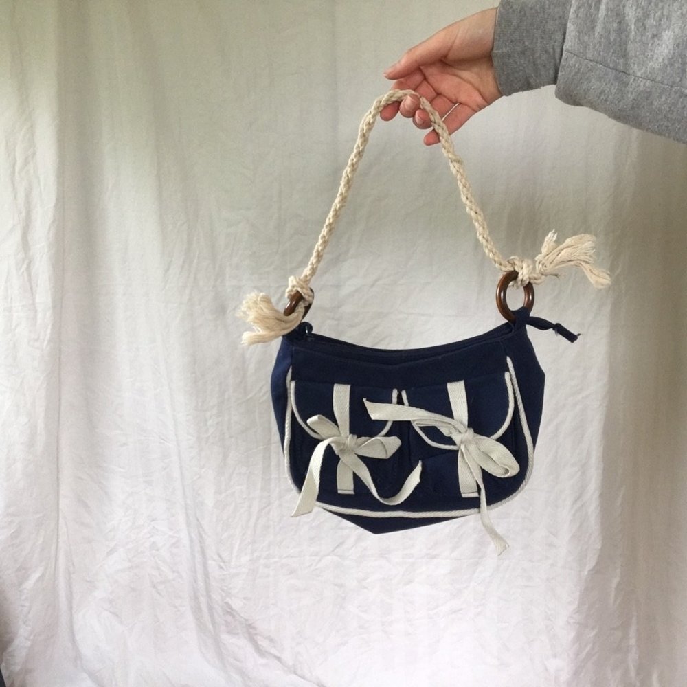 Navy blue short-strap purse